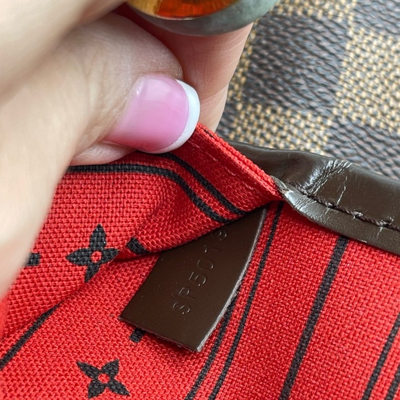 Louis Vuitton Damier Ebene Neverfull Mm Ceries Cherry Red Shoulder Tote Bag LV - Picture 15 of 16